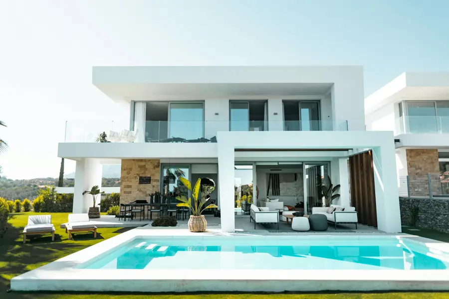 Gulf-front style villa with pool